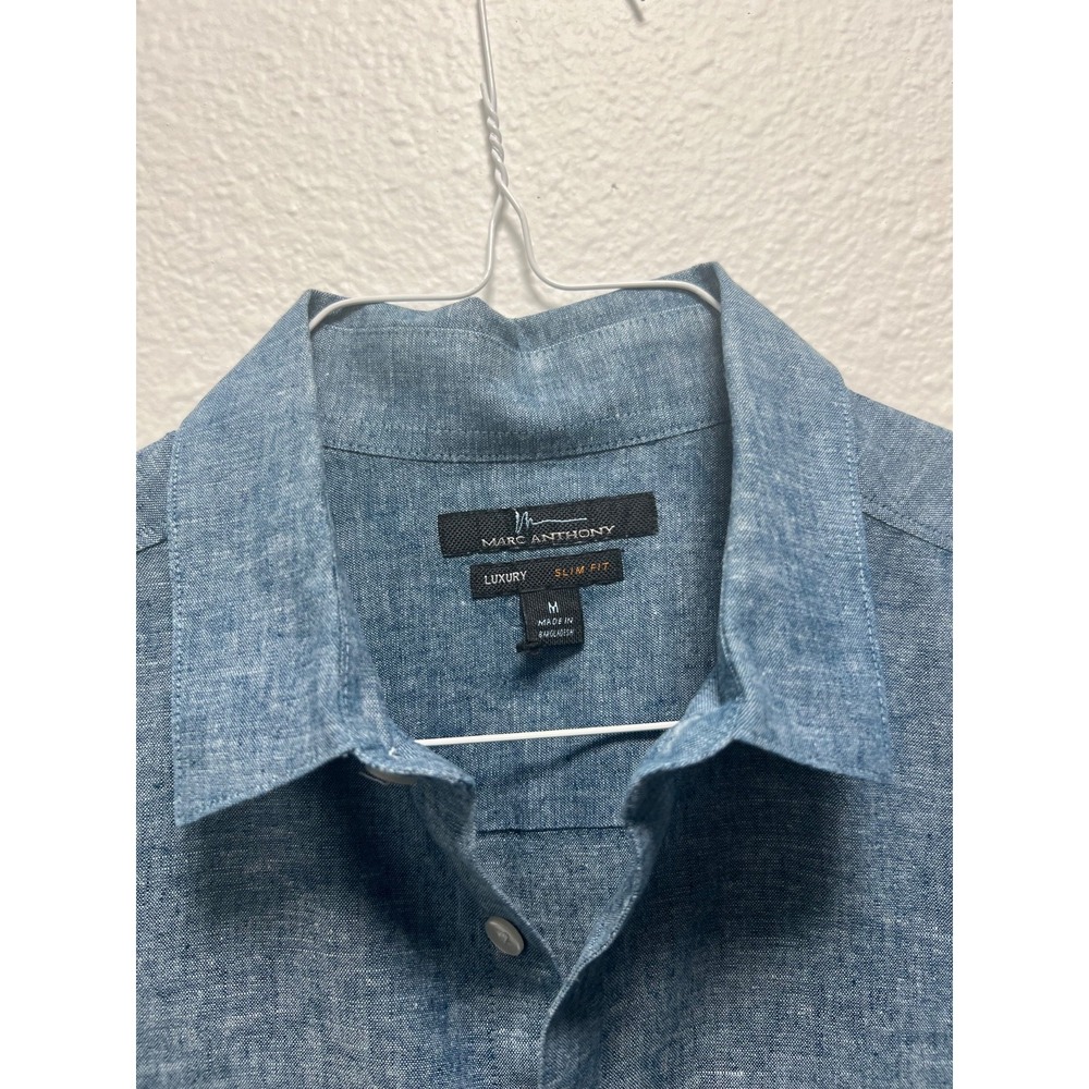 Marc Anthony Men's Luxury Slim Fit Short Sleeve Button Up Shirt - Size Medium